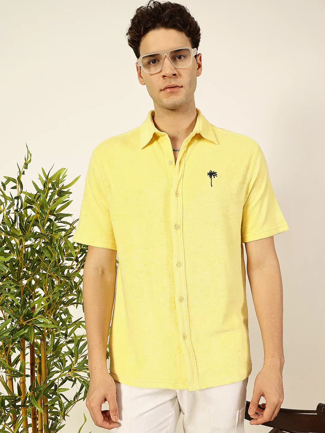 Thomas Scott Men Premium Spread Collar Solid Cotton Relaxed Fit Casual Shirt