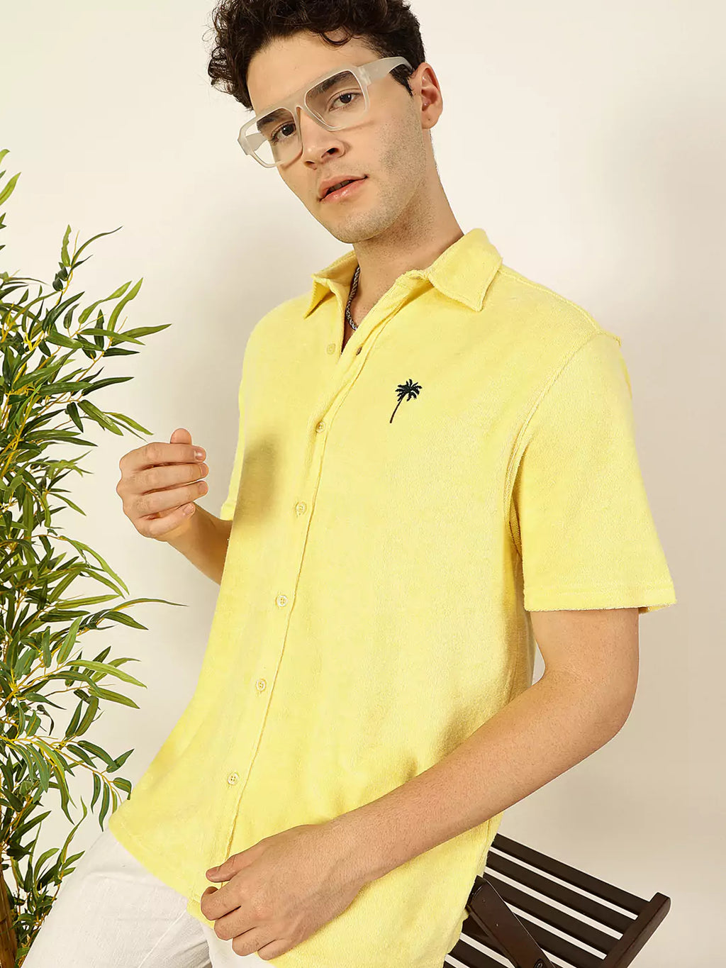 Thomas Scott Men Premium Spread Collar Solid Cotton Relaxed Fit Casual Shirt