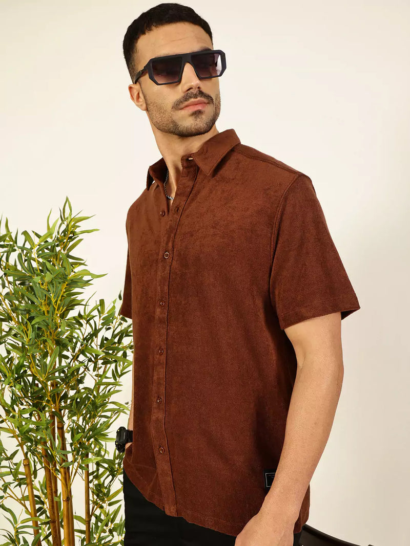 Thomas Scott Men Relaxed Fit Terry Towel Casual Knit Shirt