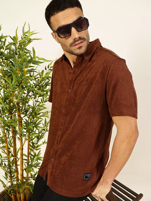 Thomas Scott Men Relaxed Fit Terry Towel Casual Knit Shirt