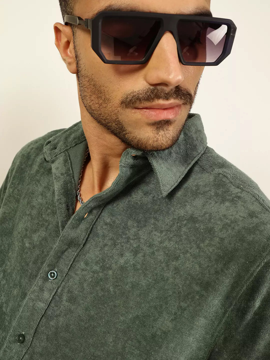 Thomas Scott Men Relaxed Fit Terry Towel Casual Knit Shirt