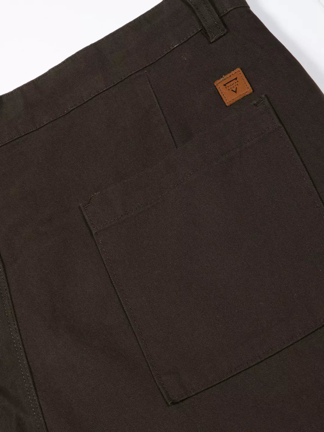 Thomas Scott Men Classic Straight Fit Mid-Rise Pure Cotton Easy Wash Cargos Trousers