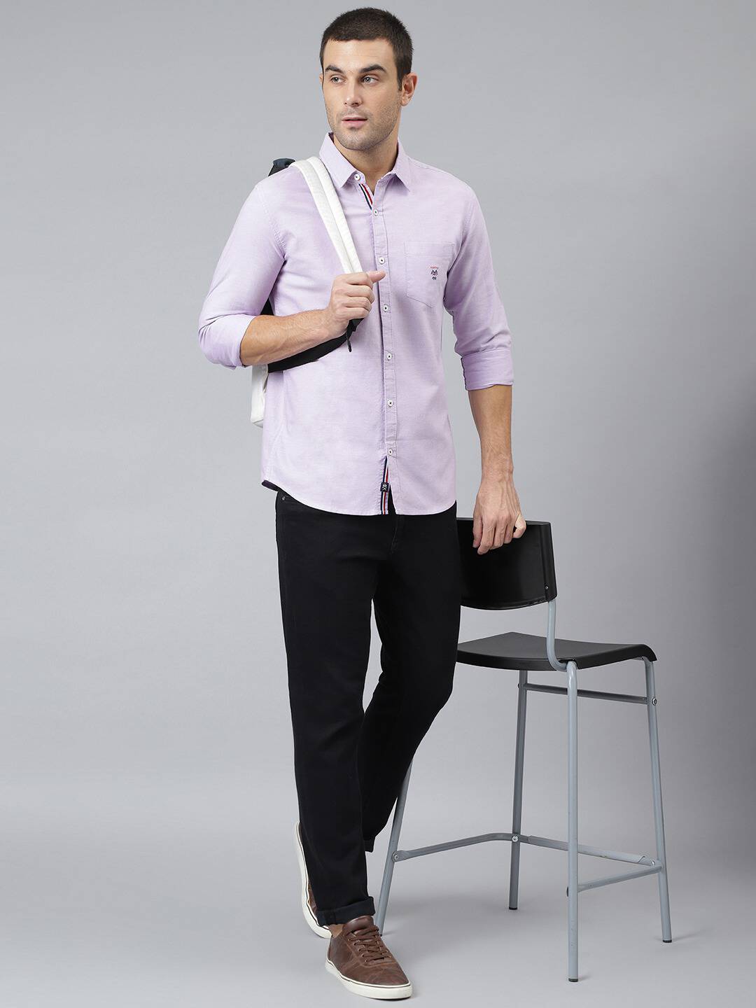 Thomas Scott Men Purple Relaxed Cotton Casual Sustainable Shirt
