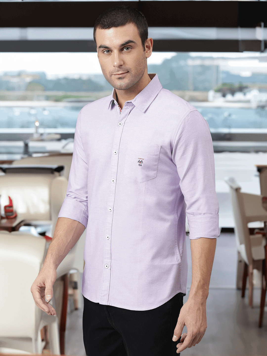 Thomas Scott Men Purple Relaxed Cotton Casual Sustainable Shirt