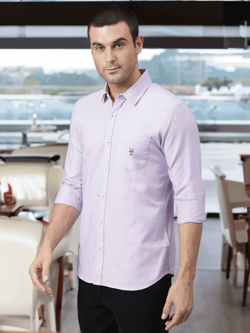 Thomas Scott Men Purple Relaxed Cotton Casual Sustainable Shirt