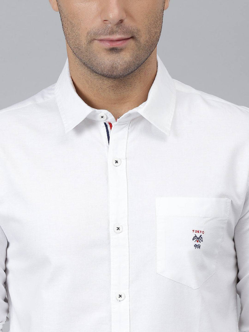 Thomas Scott Men White Relaxed Cotton Casual Sustainable Shirt