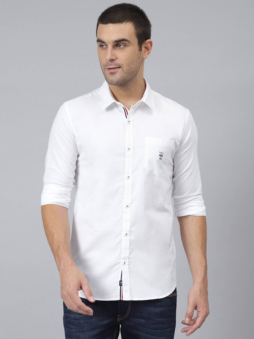 Thomas Scott Men White Relaxed Cotton Casual Sustainable Shirt