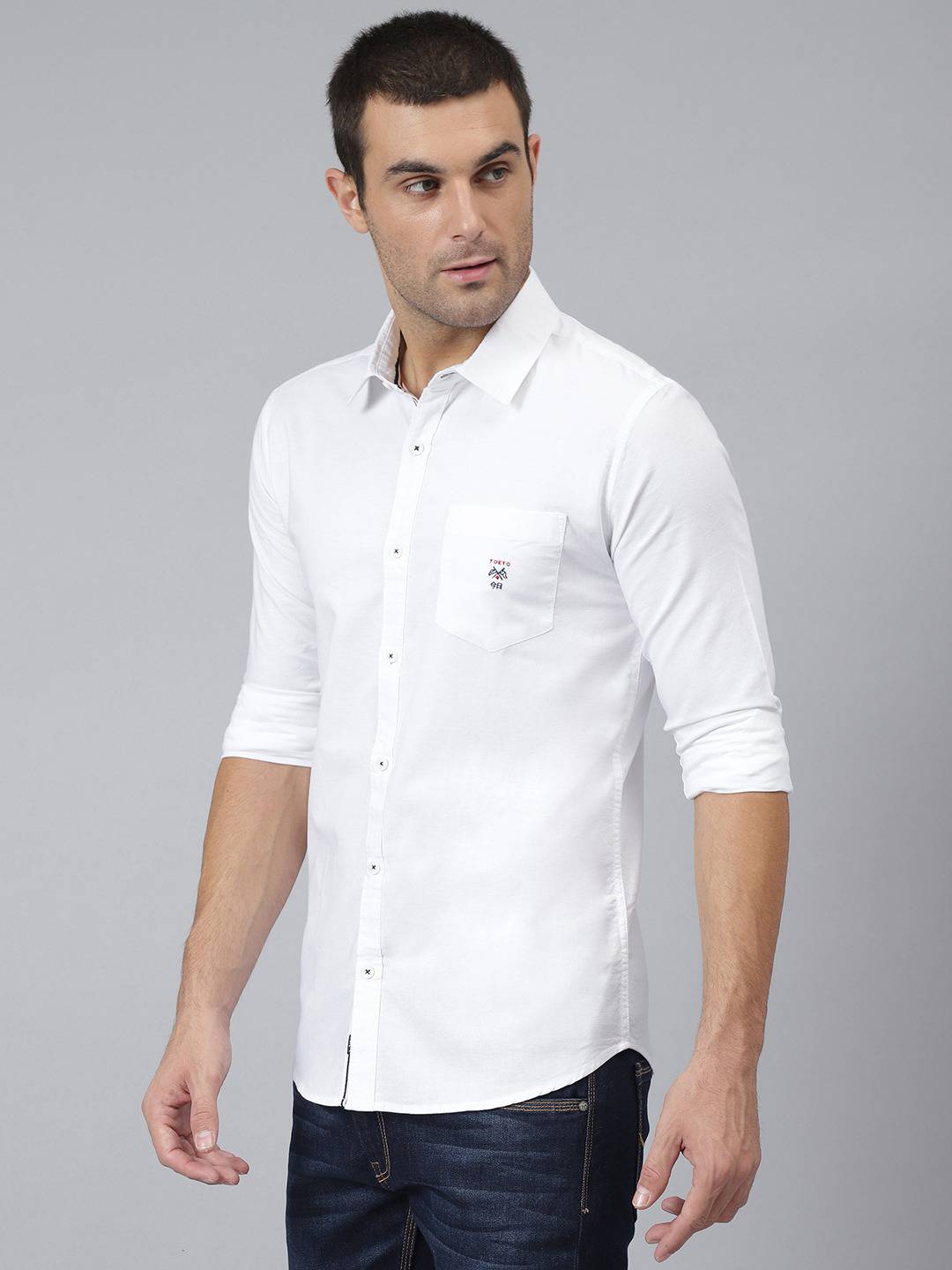 Thomas Scott Men White Relaxed Cotton Casual Sustainable Shirt