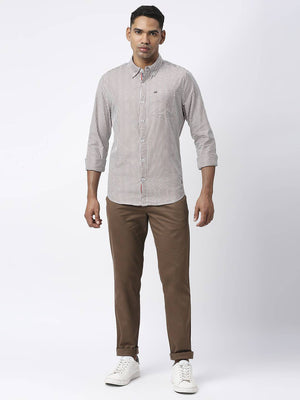 Thomas Scott Men Modern Slim Fit Striped Casual Cotton Shirt