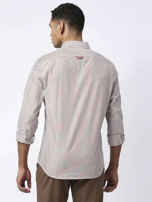 Thomas Scott Men Modern Slim Fit Striped Casual Cotton Shirt