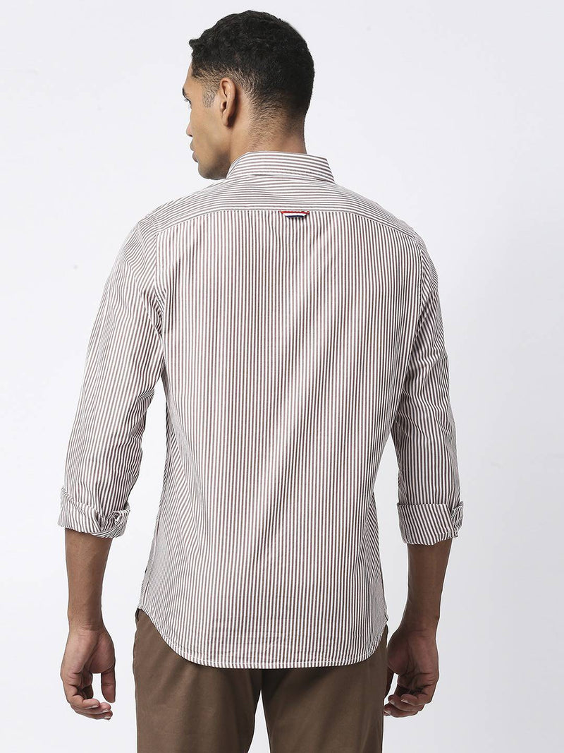 Thomas Scott Men Modern Slim Fit Striped Casual Cotton Shirt