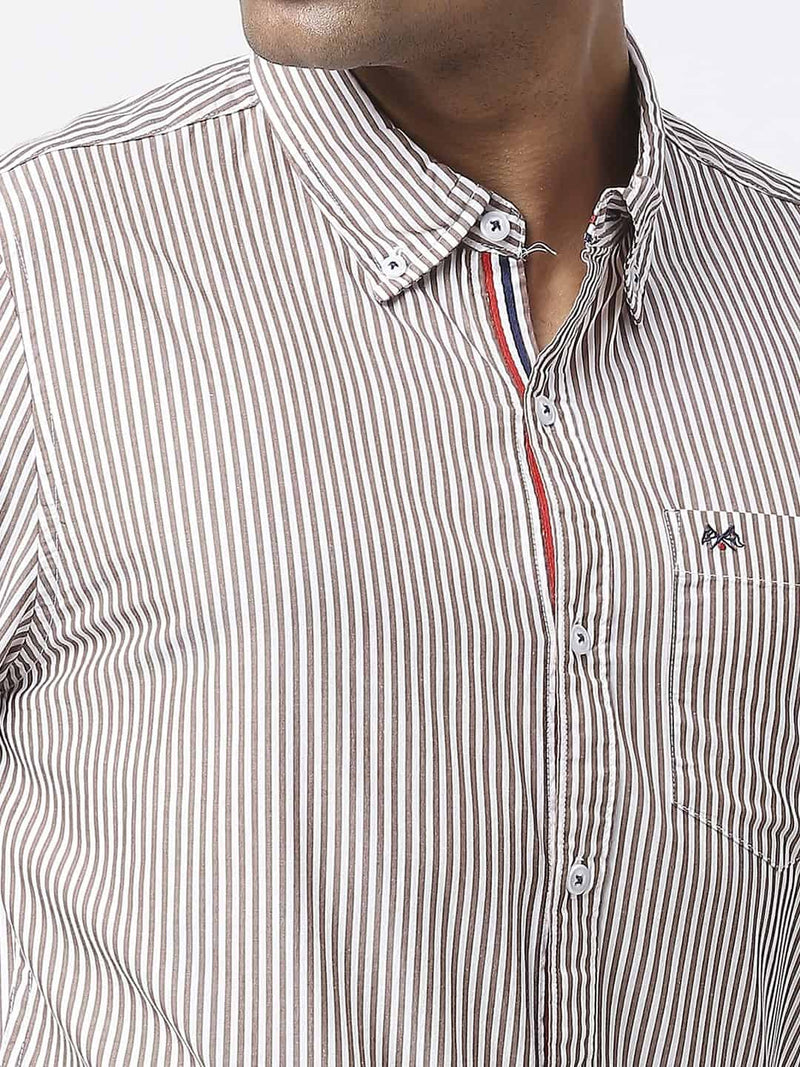 Thomas Scott Men Modern Slim Fit Striped Casual Cotton Shirt