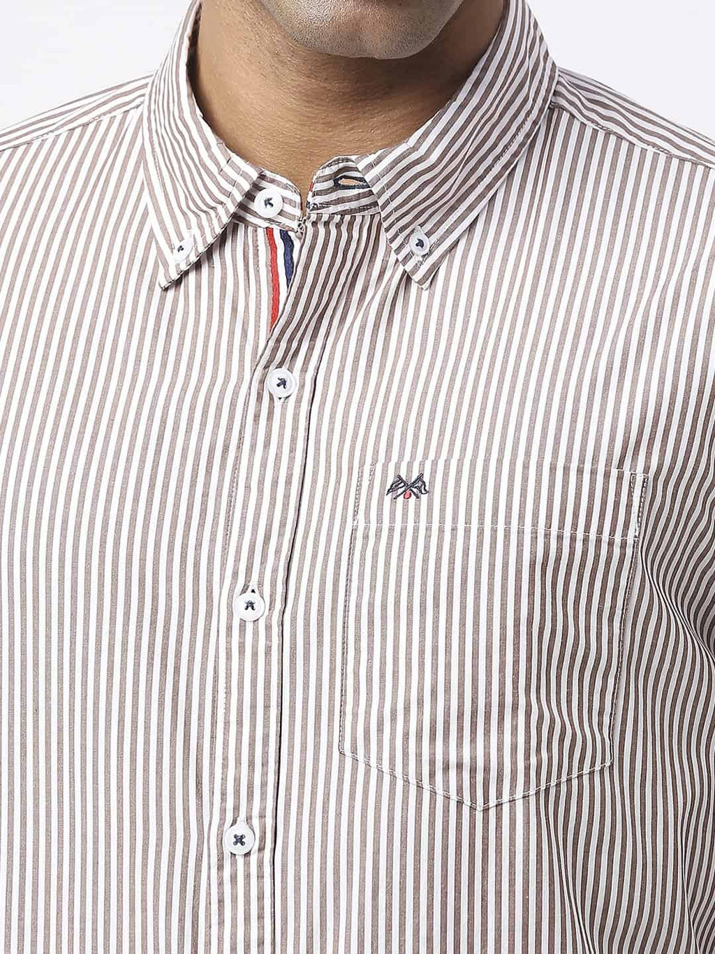 Thomas Scott Men Modern Slim Fit Striped Casual Cotton Shirt