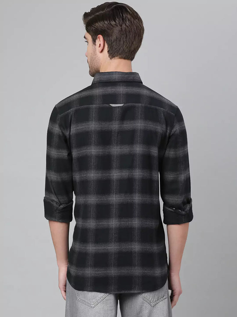 Thomas Scott Men Black Relaxed Tartan Checks Checked Casual Sustainable Shirt