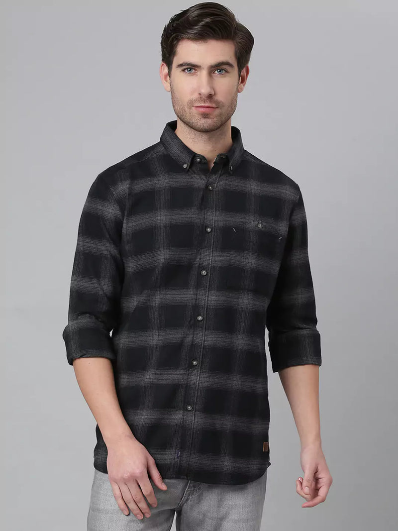 Thomas Scott Men Black Relaxed Tartan Checks Checked Casual Sustainable Shirt