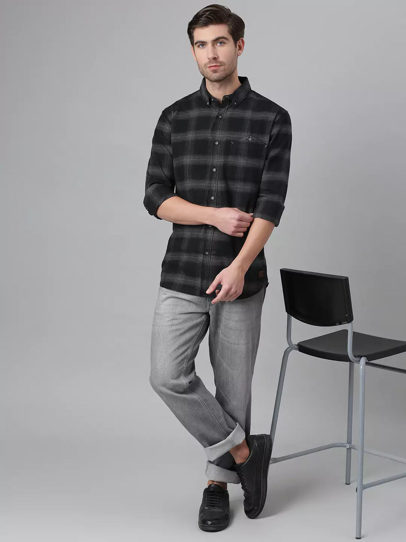 Thomas Scott Men Black Relaxed Tartan Checks Checked Casual Sustainable Shirt