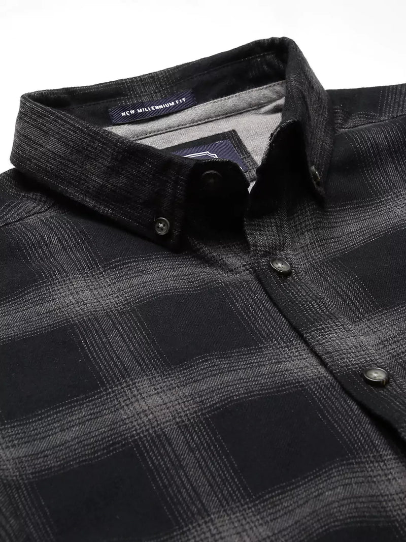Thomas Scott Men Black Relaxed Tartan Checks Checked Casual Sustainable Shirt