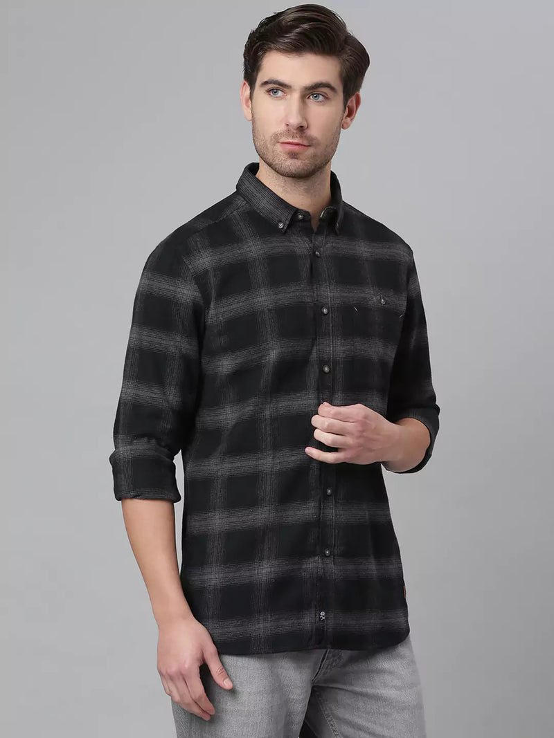 Thomas Scott Men Black Relaxed Tartan Checks Checked Casual Sustainable Shirt