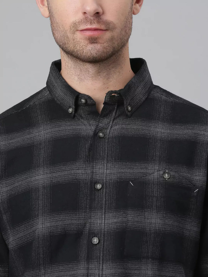 Thomas Scott Men Black Relaxed Tartan Checks Checked Casual Sustainable Shirt