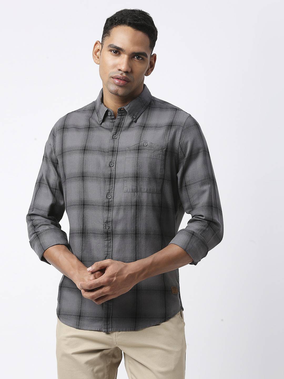 Thomas Scott Men Premium Slim Fit Tartan Checked Casual Pure Cotton Shirt