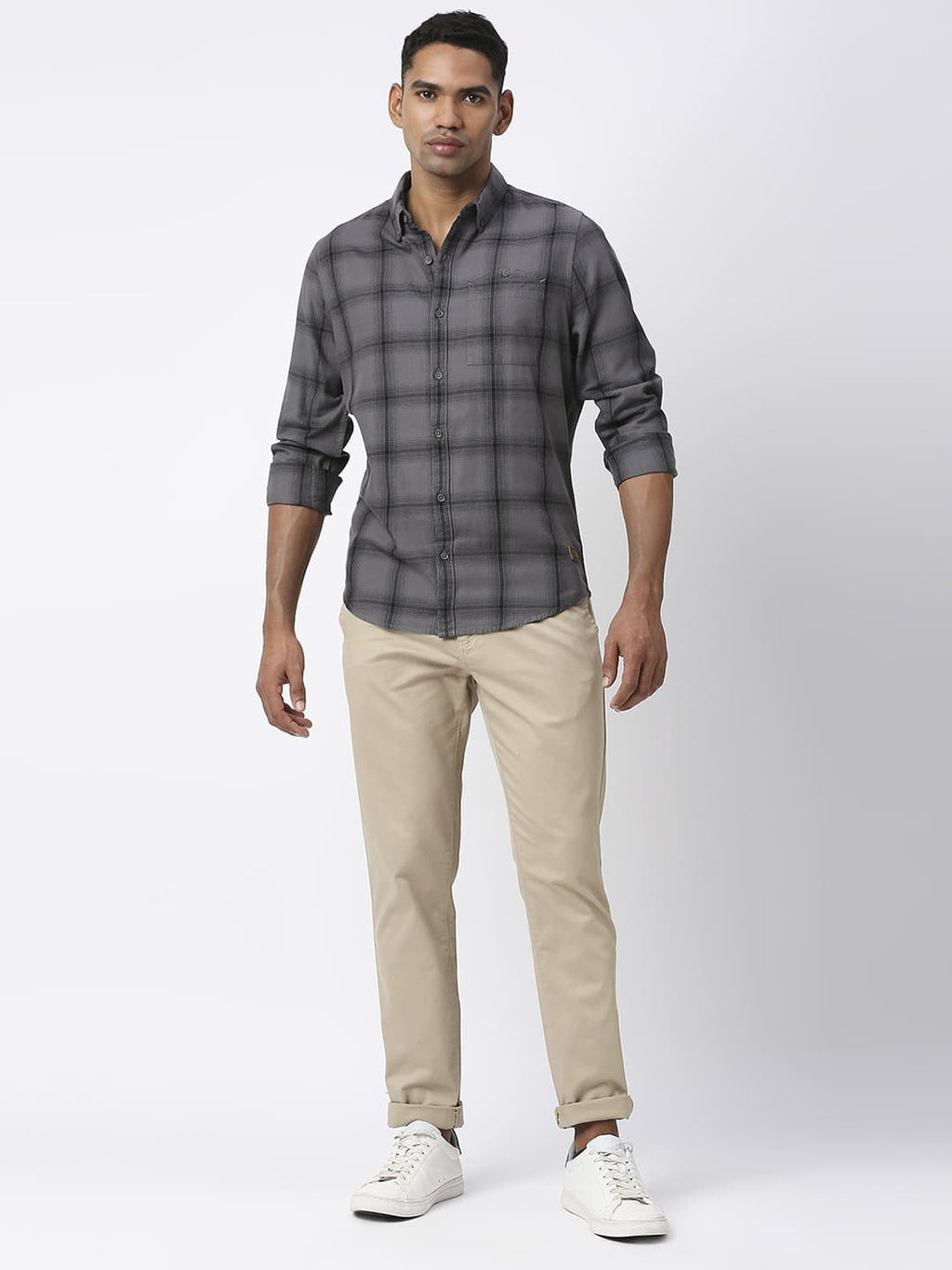 Thomas Scott Men Premium Slim Fit Tartan Checked Casual Pure Cotton Shirt