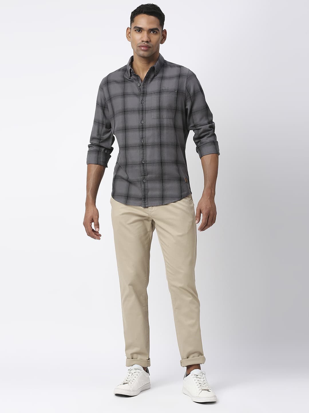 Thomas Scott Men Premium Slim Fit Tartan Checked Casual Pure Cotton Shirt
