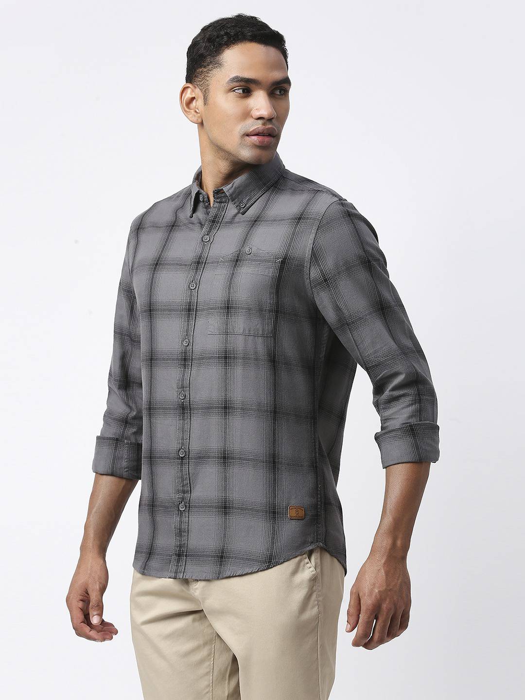 Thomas Scott Men Premium Slim Fit Tartan Checked Casual Pure Cotton Shirt
