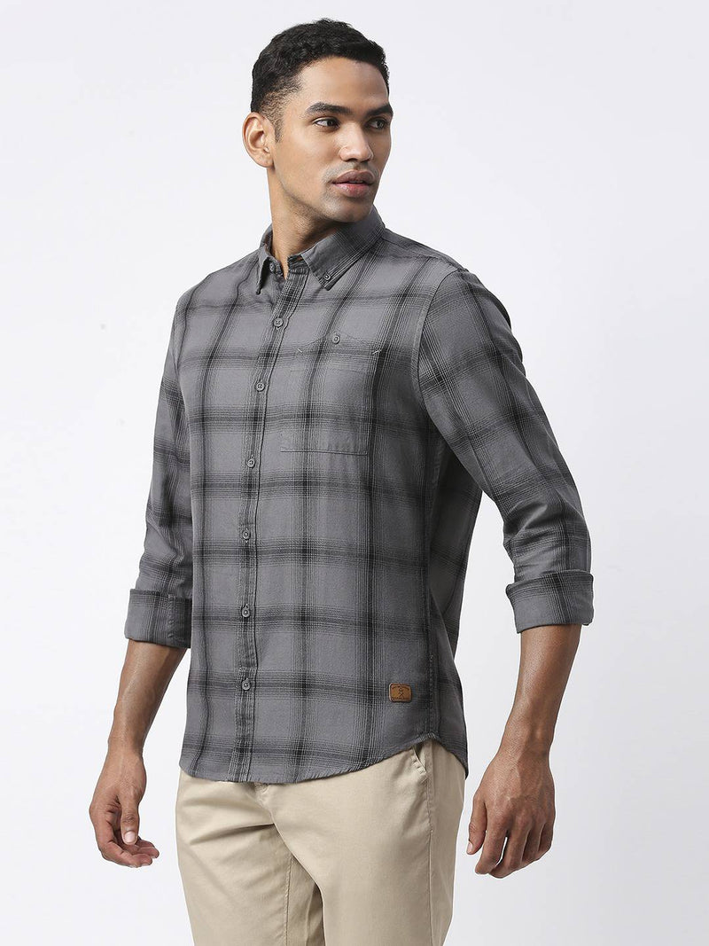 Thomas Scott Men Premium Slim Fit Tartan Checked Casual Pure Cotton Shirt
