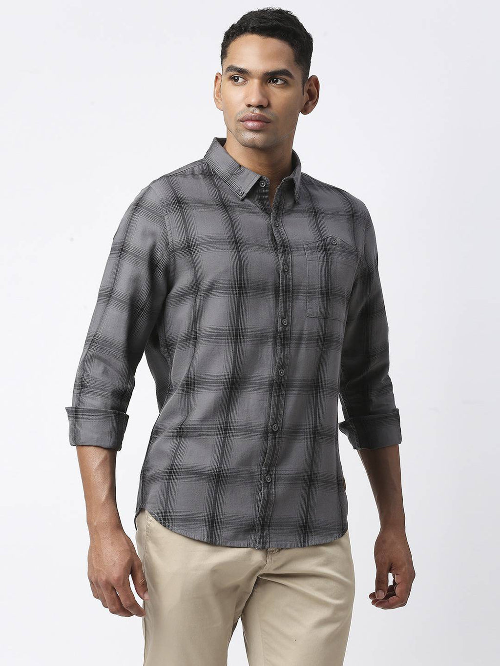 Thomas Scott Men Premium Slim Fit Tartan Checked Casual Pure Cotton Shirt