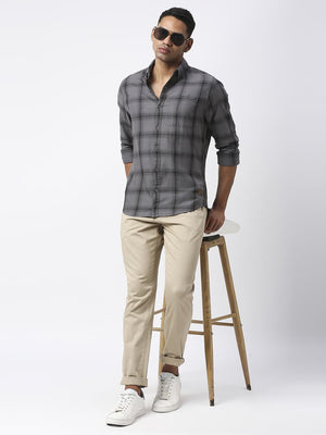 Thomas Scott Men Premium Slim Fit Tartan Checked Casual Pure Cotton Shirt