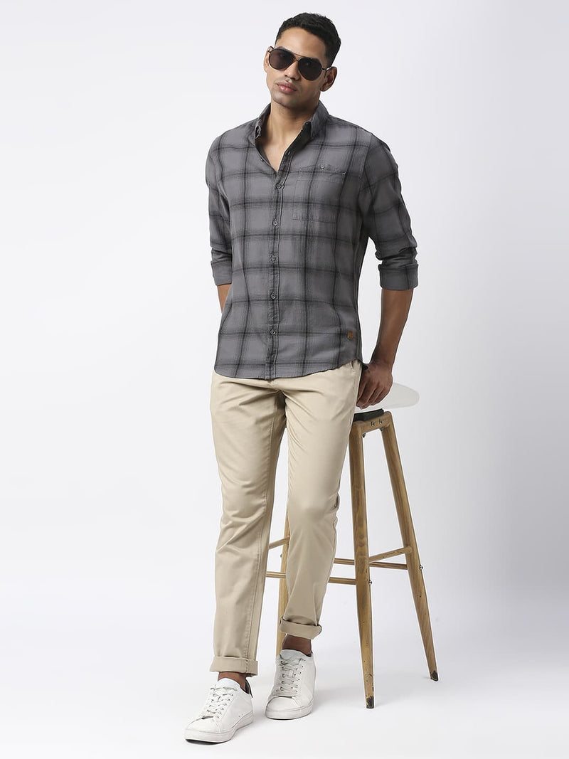 Thomas Scott Men Premium Slim Fit Tartan Checked Casual Pure Cotton Shirt