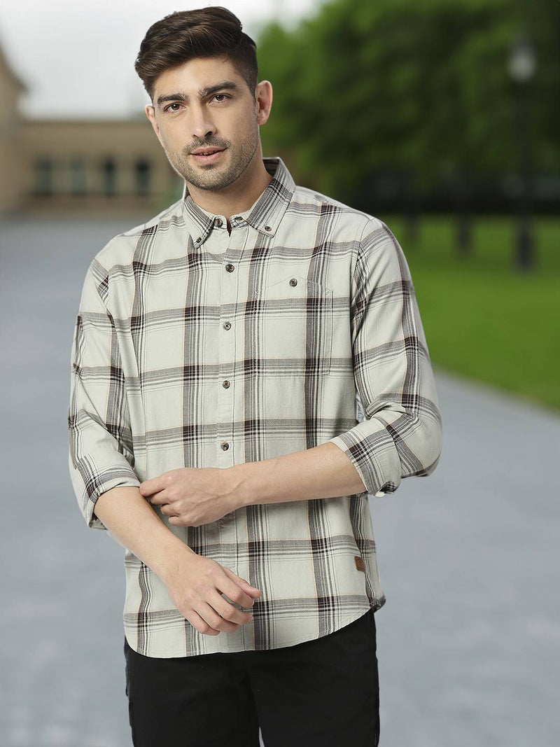 Thomas Scott Men Premium Slim Fit Tartan Checks Casual Pure Cotton Shirt