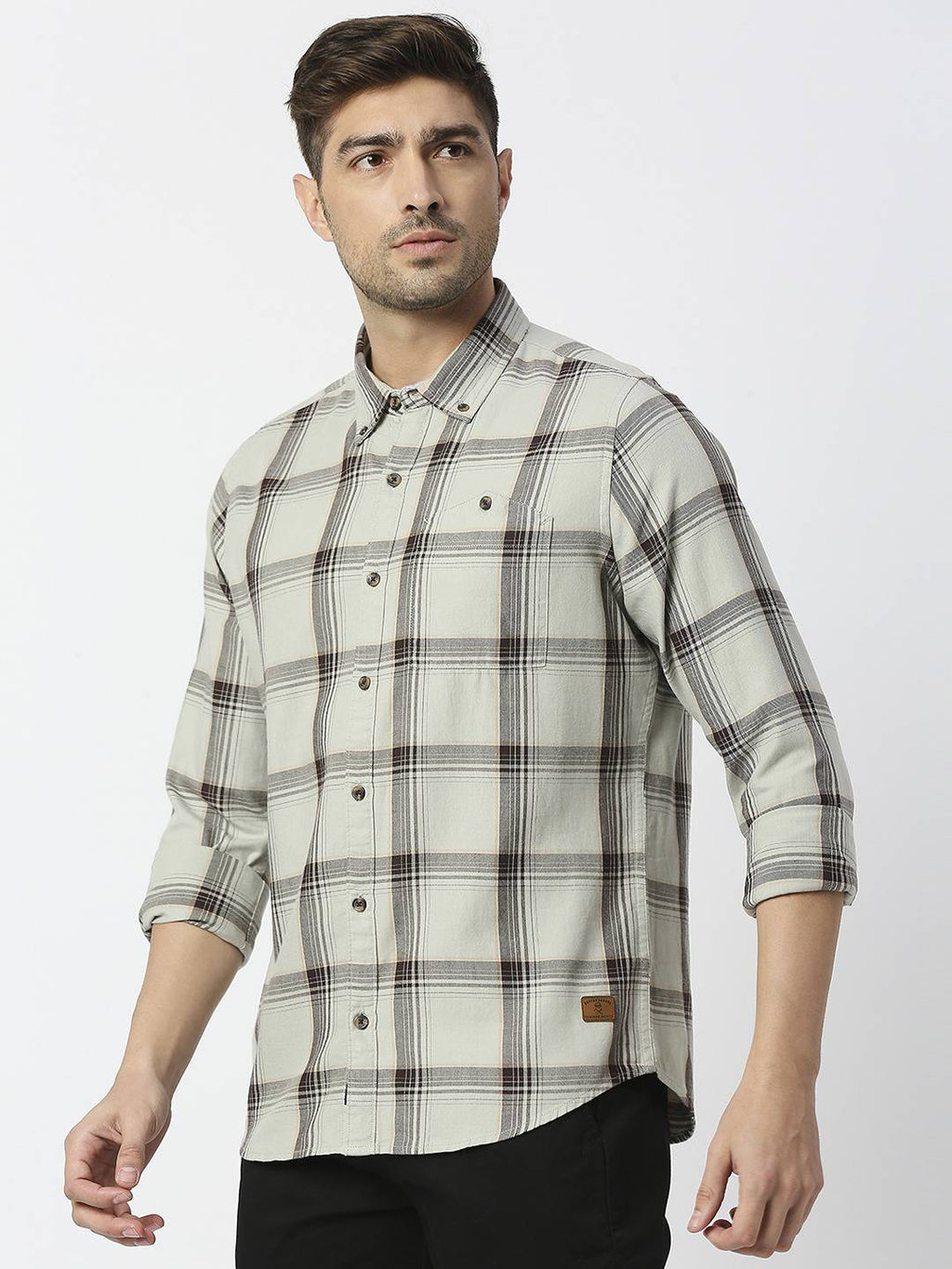 Thomas Scott Men Premium Slim Fit Tartan Checks Casual Pure Cotton Shirt