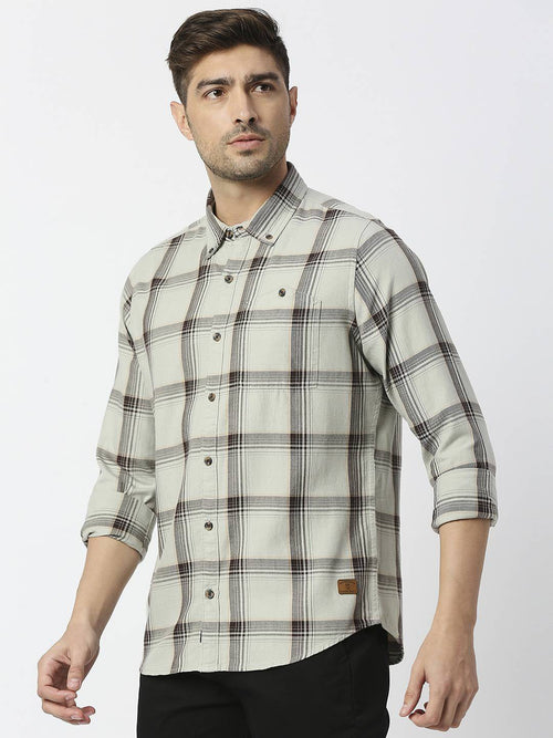 Thomas Scott Men Premium Slim Fit Tartan Checks Casual Pure Cotton Shirt