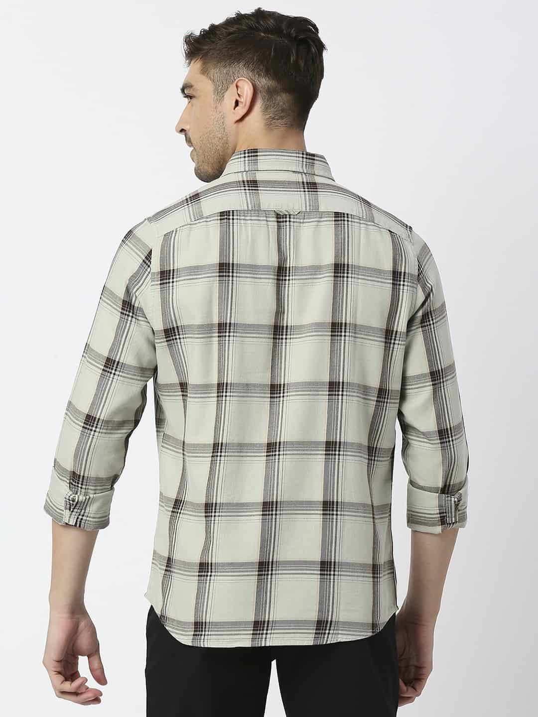 Thomas Scott Men Premium Slim Fit Tartan Checks Casual Pure Cotton Shirt