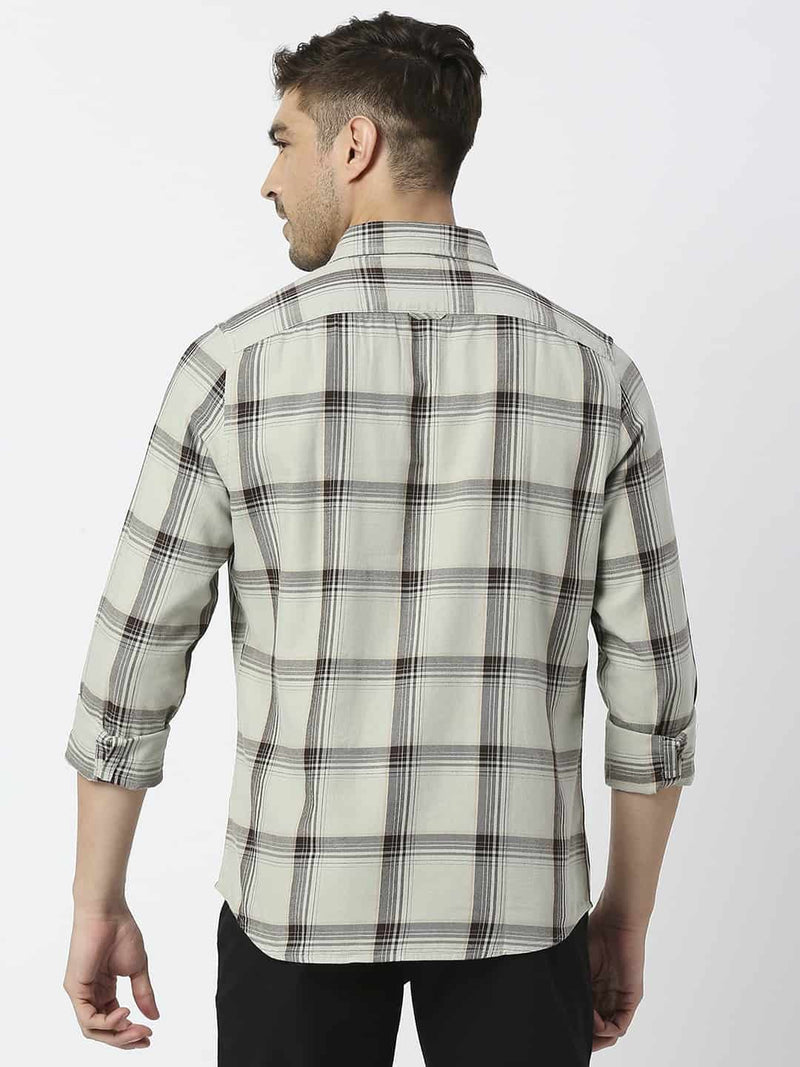 Thomas Scott Men Premium Slim Fit Tartan Checks Casual Pure Cotton Shirt