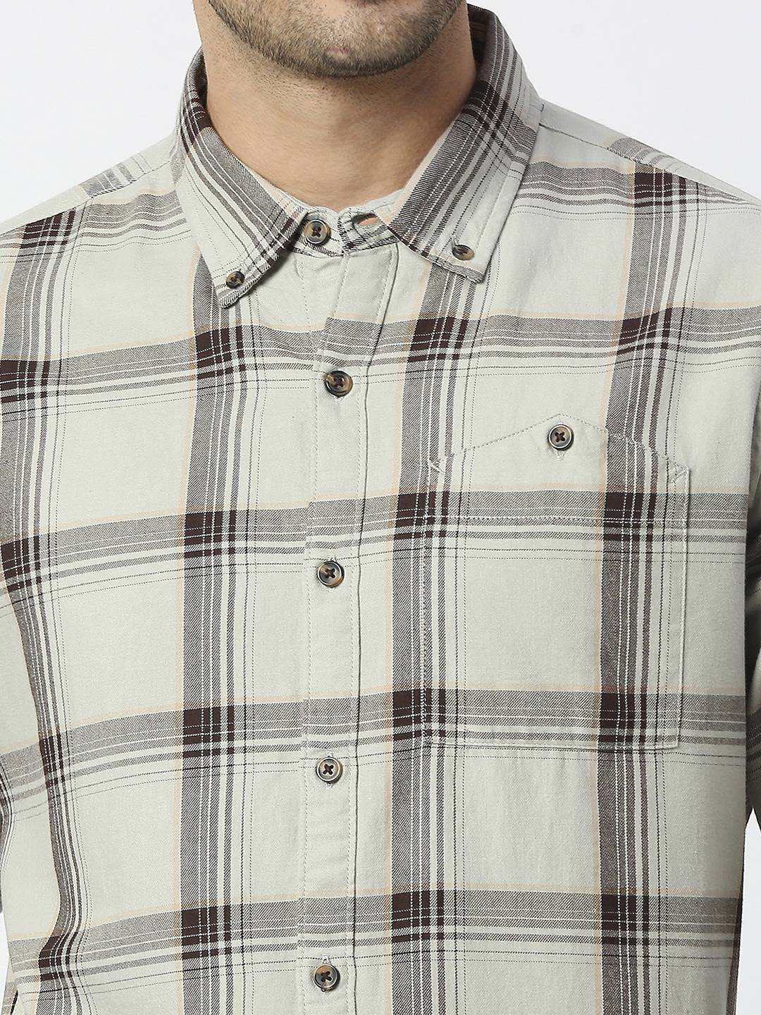 Thomas Scott Men Premium Slim Fit Tartan Checks Casual Pure Cotton Shirt