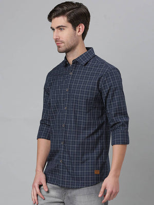 Thomas Scott Men Blue Relaxed Grid Tattersall Checks Checked Cotton Casual Sustainable Shirt