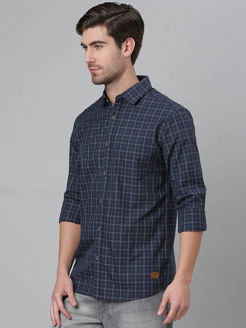 Thomas Scott Men Blue Relaxed Grid Tattersall Checks Checked Cotton Casual Sustainable Shirt