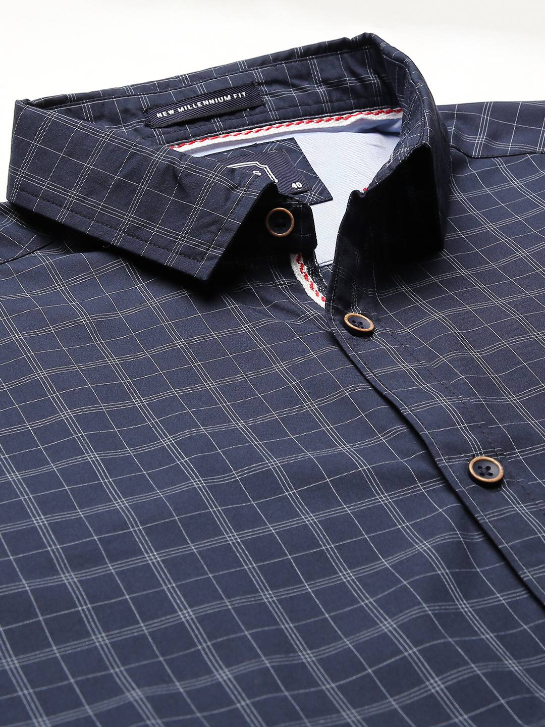 Thomas Scott Men Blue Relaxed Grid Tattersall Checks Checked Cotton Casual Sustainable Shirt
