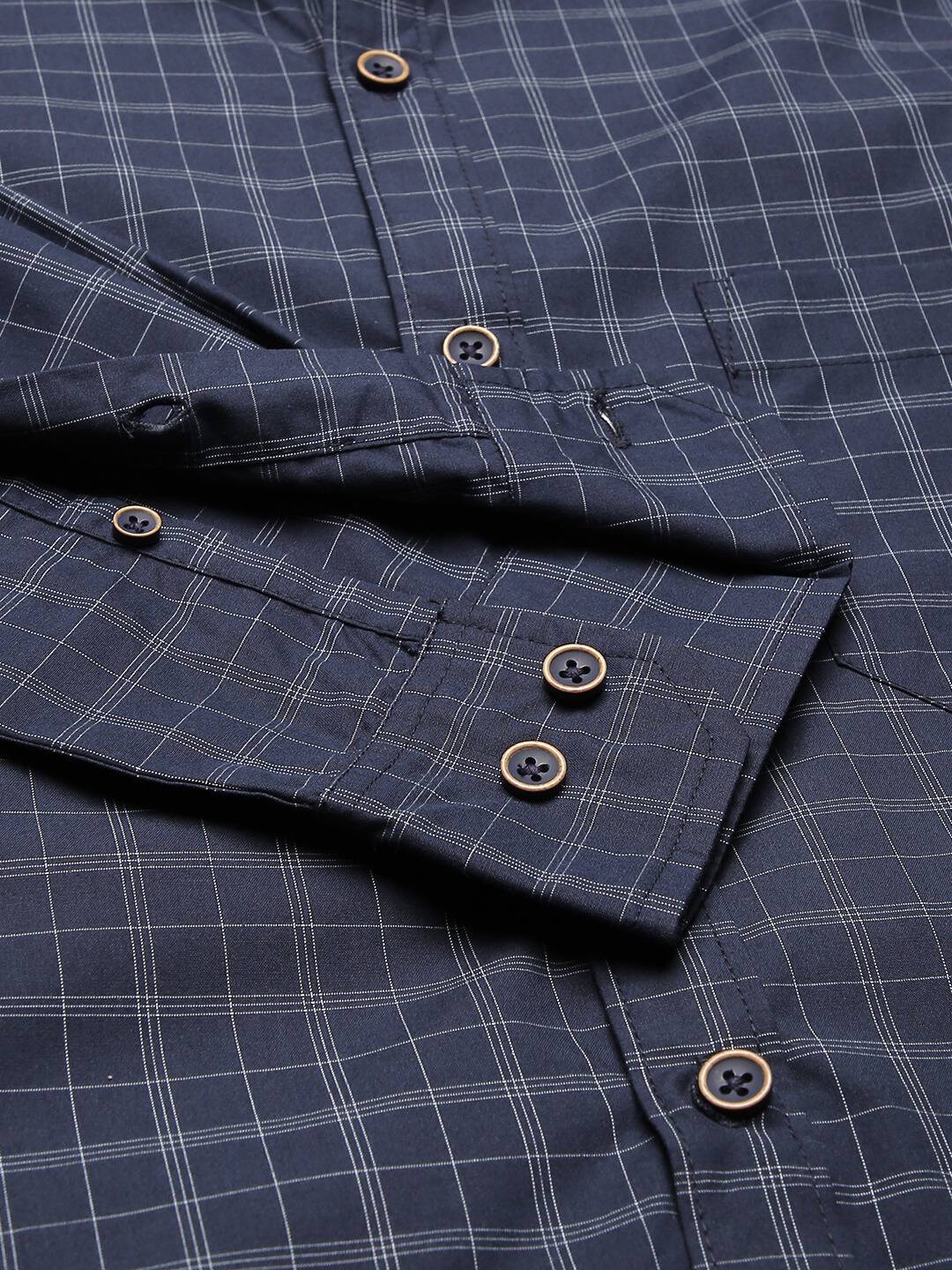 Thomas Scott Men Blue Relaxed Grid Tattersall Checks Checked Cotton Casual Sustainable Shirt