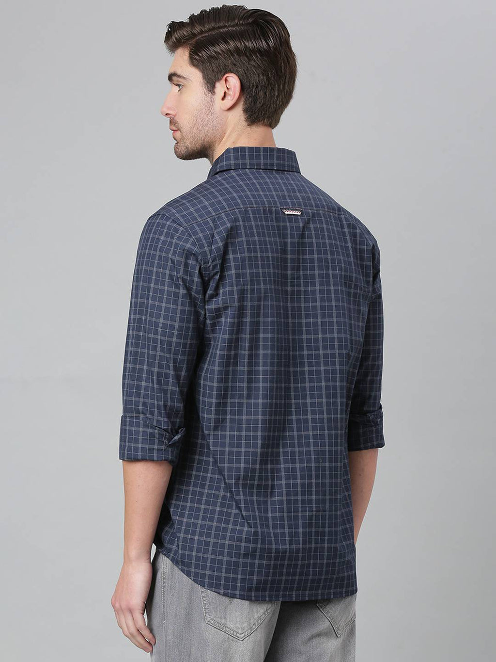 Thomas Scott Men Blue Relaxed Grid Tattersall Checks Checked Cotton Casual Sustainable Shirt
