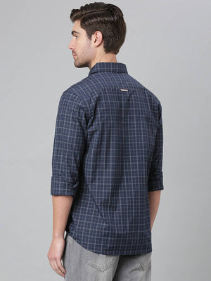 Thomas Scott Men Blue Relaxed Grid Tattersall Checks Checked Cotton Casual Sustainable Shirt