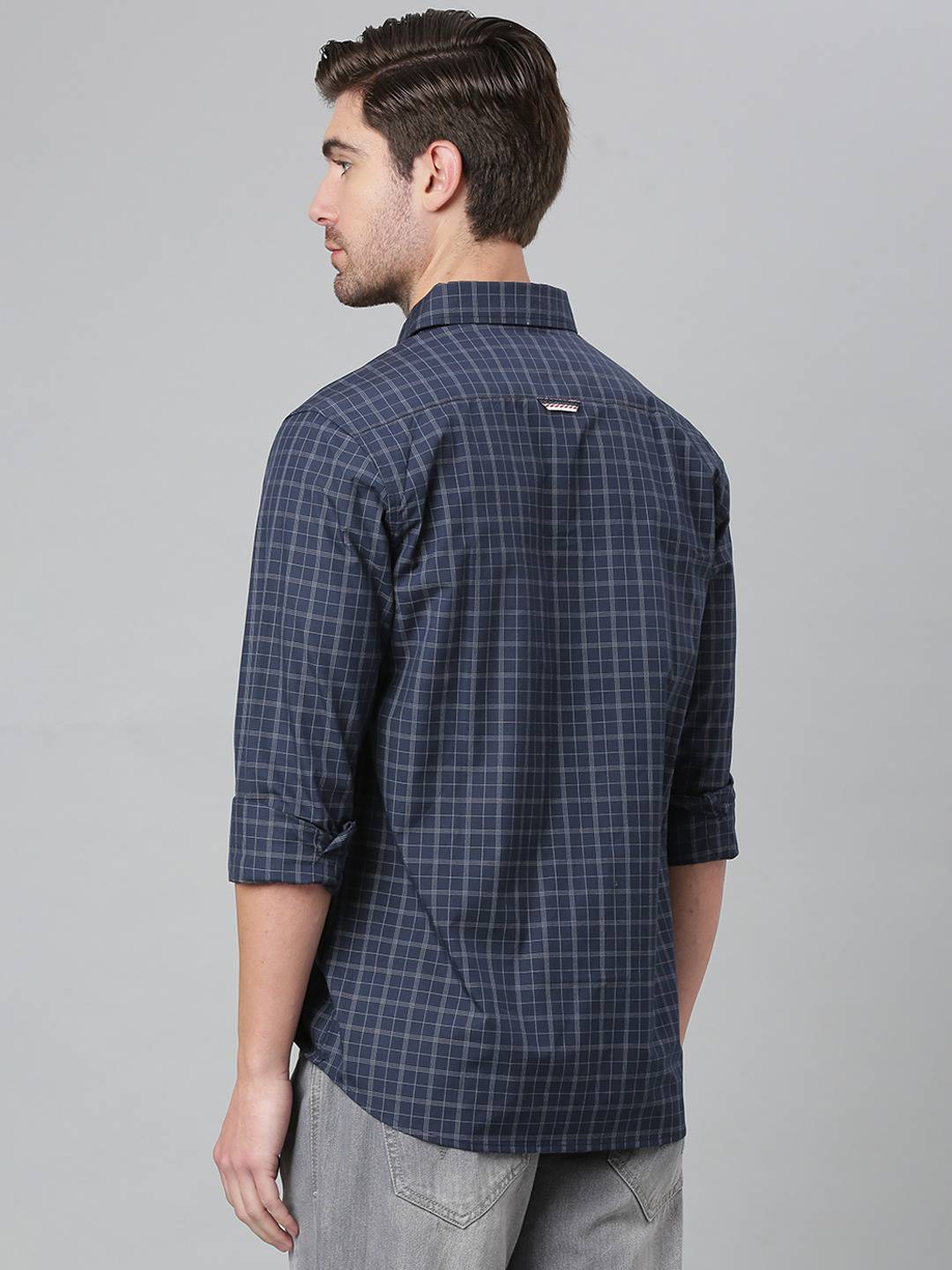 Thomas Scott Men Blue Relaxed Grid Tattersall Checks Checked Cotton Casual Sustainable Shirt