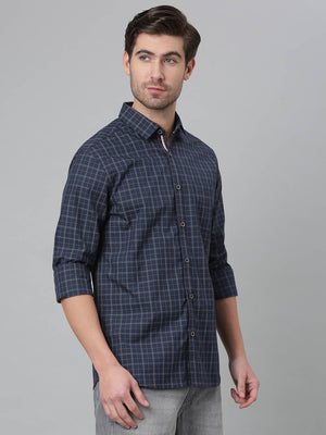 Thomas Scott Men Blue Relaxed Grid Tattersall Checks Checked Cotton Casual Sustainable Shirt