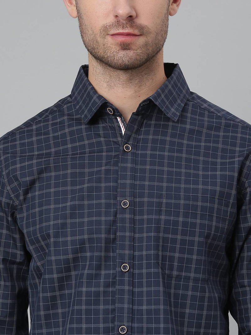 Thomas Scott Men Blue Relaxed Grid Tattersall Checks Checked Cotton Casual Sustainable Shirt