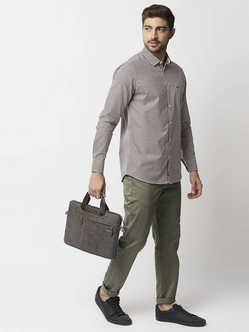Thomas Scott Men Brown Relaxed Gingham Checks Checked Pure Cotton Casual Sustainable Shirt