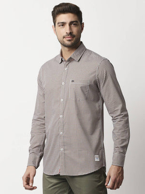 Thomas Scott Men Brown Relaxed Gingham Checks Checked Pure Cotton Casual Sustainable Shirt