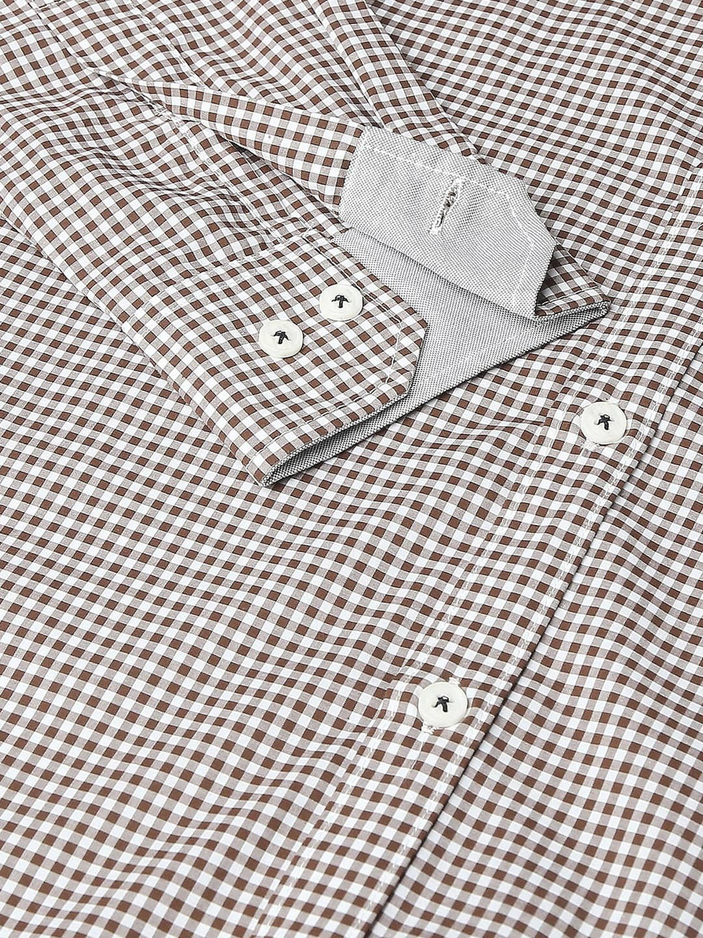 Thomas Scott Men Brown Relaxed Gingham Checks Checked Pure Cotton Casual Sustainable Shirt