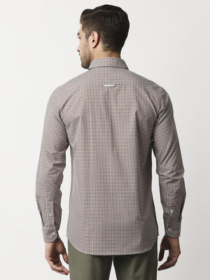Thomas Scott Men Brown Relaxed Gingham Checks Checked Pure Cotton Casual Sustainable Shirt